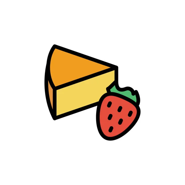 Cheese Slice Strawberry Icon Simple Color Outline Illustration Elements Dairy — Vetor de Stock
