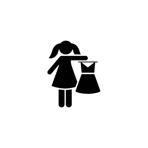 Girl Home Dress Children Icon Element Children Pictogram Premium Quality — 스톡 벡터