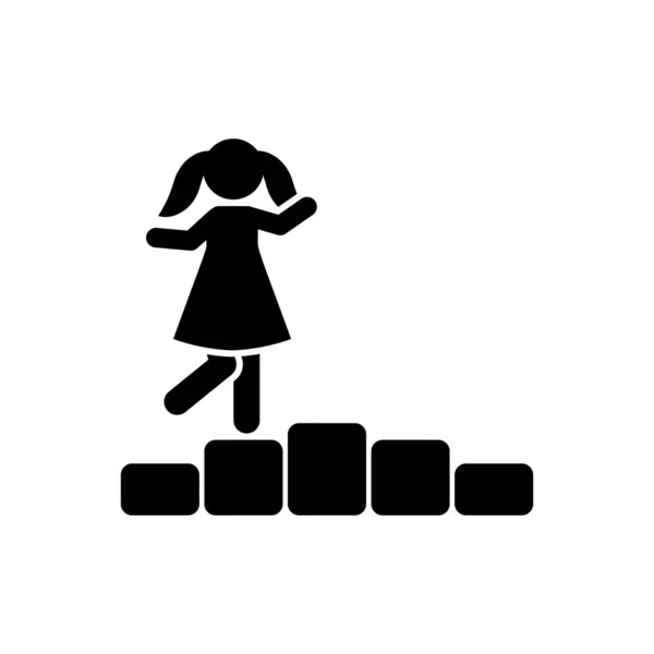 Girl Play Game Stone Icon Element Children Pictogram Premium Quality — Stockvektor