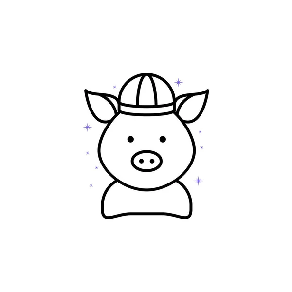 China Pig China Culture Icon Element China Culture Icon Thin — Archivo Imágenes Vectoriales