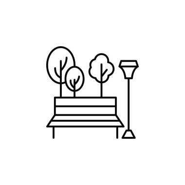 Street lamp, bench, trees, park icon. Simple line, outline vector elements of city for ui and ux, website or mobile application on white background