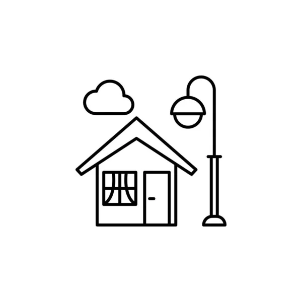 House Street Lamp Cloud Icon Simple Line Outline Vector Elements — Wektor stockowy