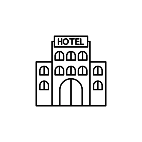 Готель Значок Будівлі Проста Лінія Контурні Векторні Елементи Міста Веб — стоковий вектор