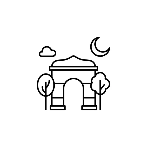 Arch Trees Moon Icon Simple Line Outline Vector Elements City — Vetor de Stock