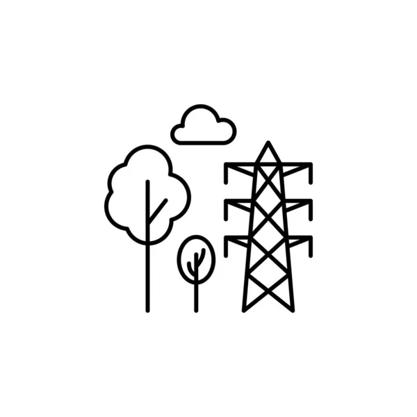 Electric Tower Trees Icon Simple Line Outline Vector Elements City — Stockový vektor