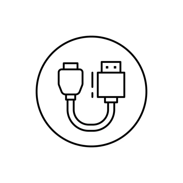 Hdmi Connector Icon Simple Line Outline Vector Elements Connectors Cables — Stockový vektor