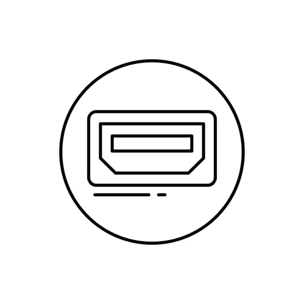 Hdmi Connector Icon Simple Line Outline Vector Elements Connectors Cables — 스톡 벡터