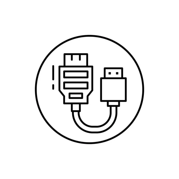 Hdmi Connector Icon Simple Line Outline Vector Elements Connectors Cables — Stockový vektor