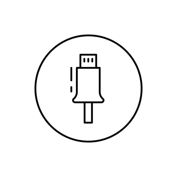 Usb Connector Icon Simple Line Outline Vector Elements Connectors Cables — Stockový vektor