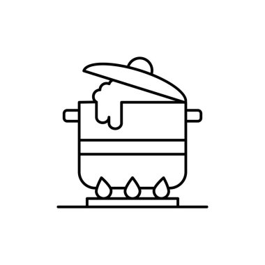 Pan boiling icon. Simple line, outline vector cooking icons for ui and ux, website or mobile application on white background