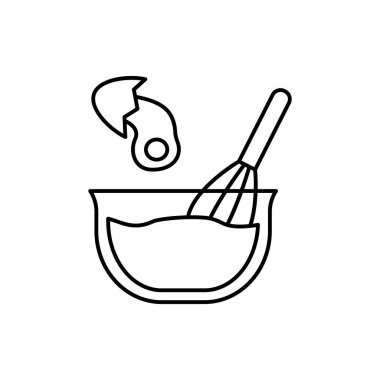 Bowl egg whisk icon. Simple line, outline vector cooking icons for ui and ux, website or mobile application on white background