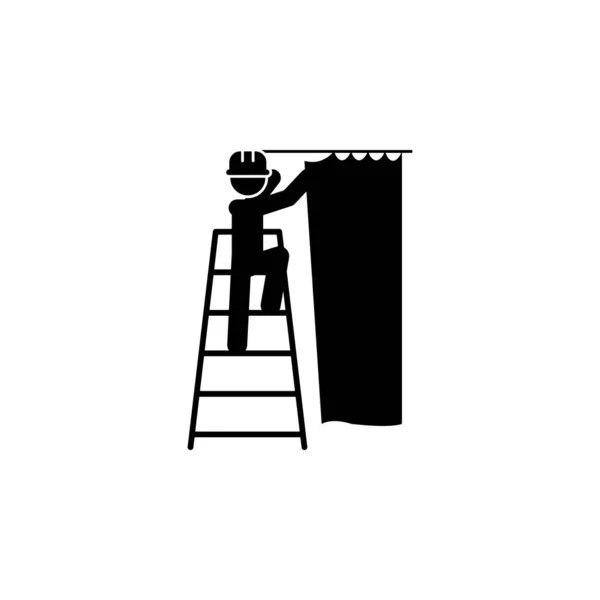 Curtain Hanging Worker Icon Element Construction Worker Mobile Concept Web — Image vectorielle