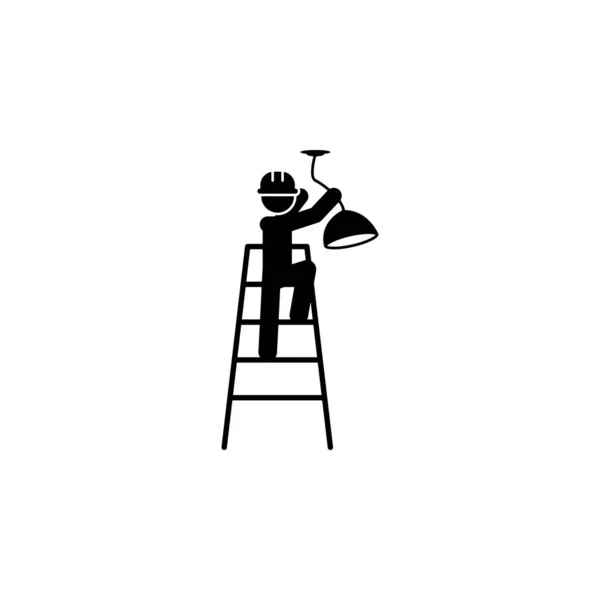 Install Lamp Worker Icon Element Construction Worker Mobile Concept Web — Wektor stockowy