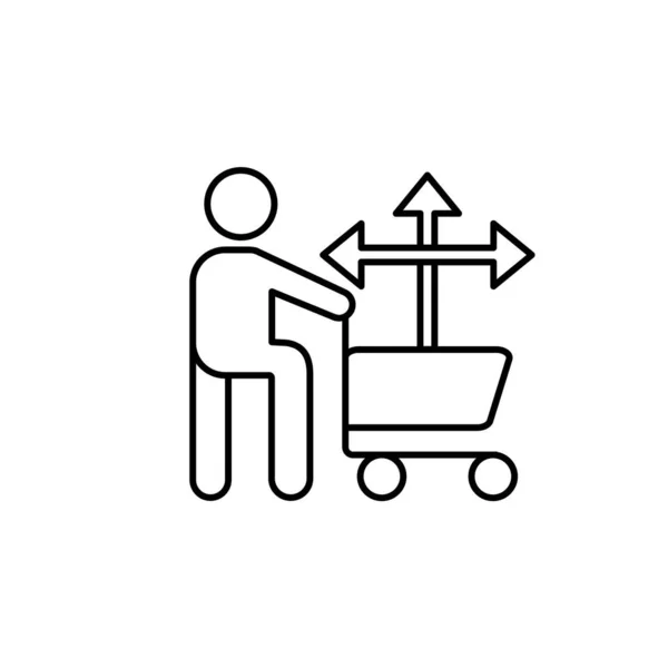 Man Basket Buying Decision Icon Element Consumer Behavior Line Icon — Stock Vector