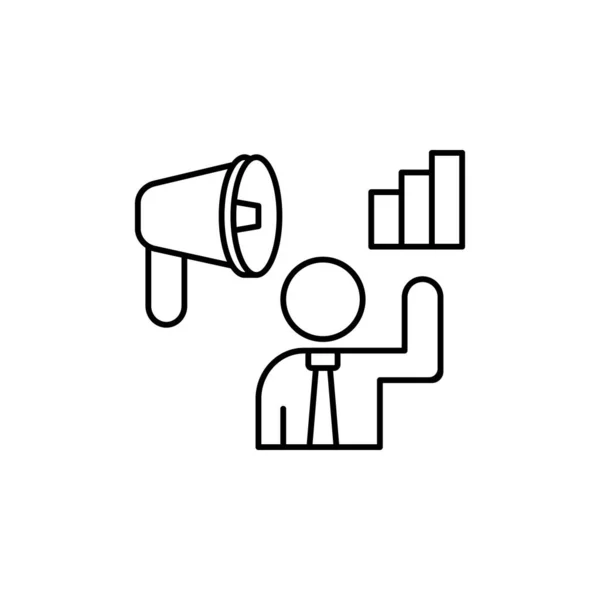 Megaphone Growth Man Icon Element Consumer Behavior Line Icon White — Vector de stock