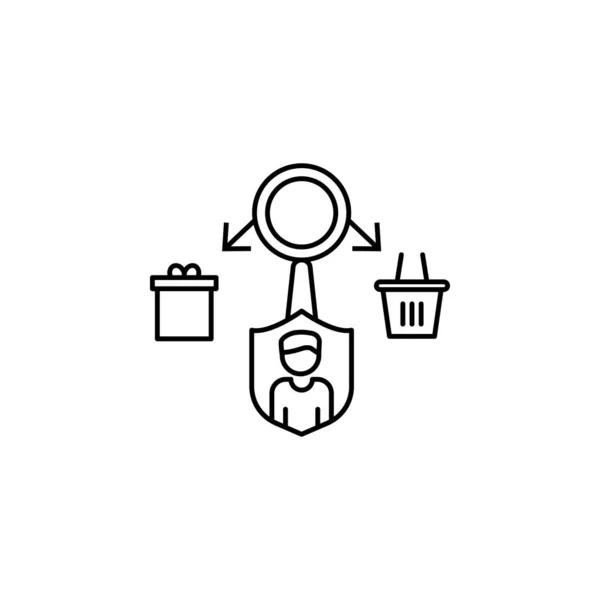 Gift Man Behavior Basket Icon Element Consumer Behavior Line Icon — Vettoriale Stock