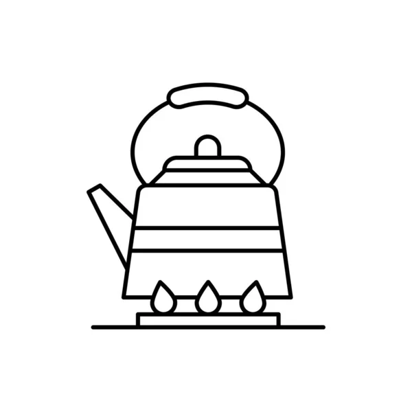 Stove Kettle Icon Simple Line Outline Vector Cooking Icons Website — Vector de stock