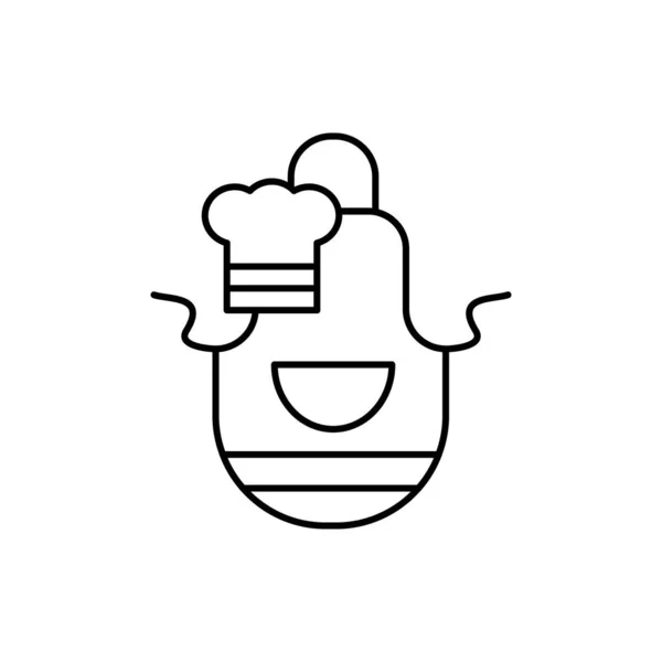 Apron Εικόνα Καπέλο Μάγειρας Απλή Γραμμή Περίγραμμα Διανυσματικά Εικονίδια Μαγειρικής — Διανυσματικό Αρχείο