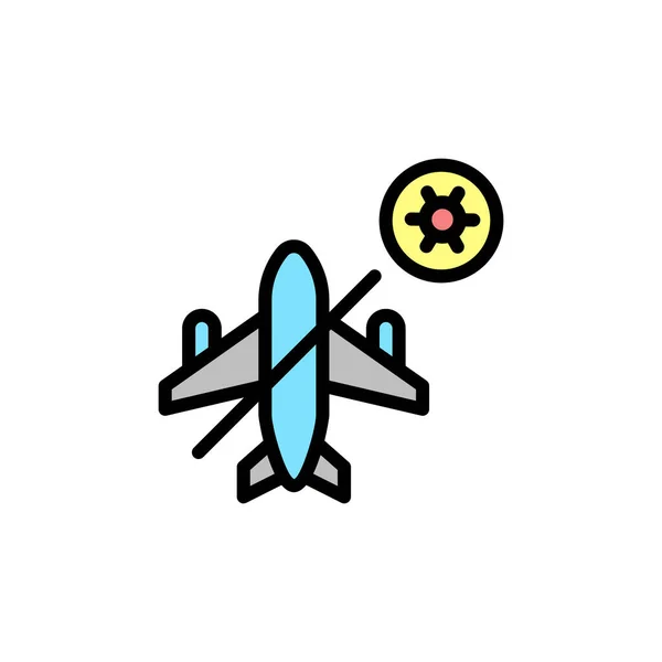 Flight Plane Coronavirus Icon Simple Color Outline Vector Elements Viral — Wektor stockowy