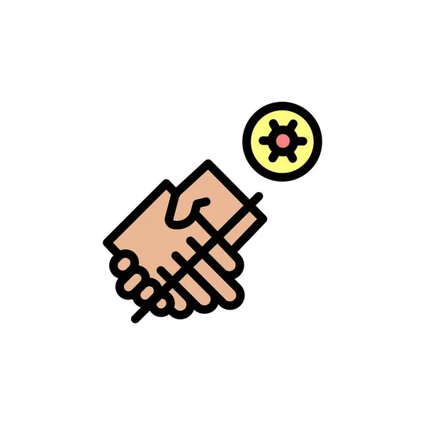 Hand Shaking Coronavirus Icon Simple Color Outline Vector Elements Viral — Wektor stockowy