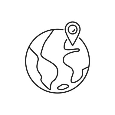 Direction globe pin icon. Simple line, outline vector of navigation icons for ui and ux, website or mobile application on white background