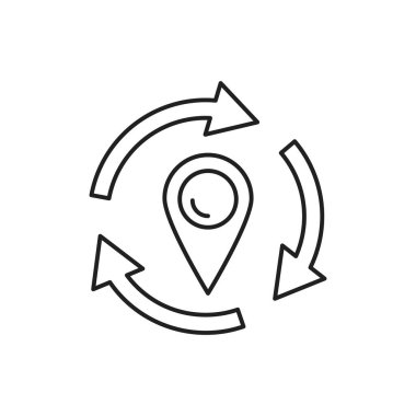 Direction circle arrows pin icon. Simple line, outline vector of navigation icons for ui and ux, website or mobile application on white background