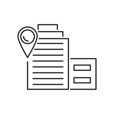 Direction pin building icon. Simple line, outline vector of navigation icons for ui and ux, website or mobile application on white background