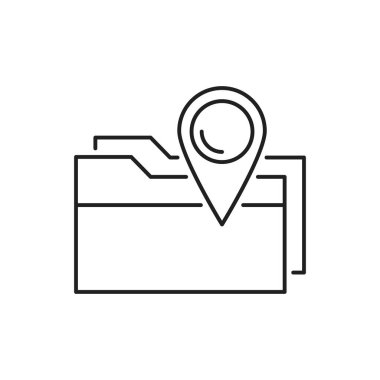 Direction pin folder icon. Simple line, outline vector of navigation icons for ui and ux, website or mobile application on white background