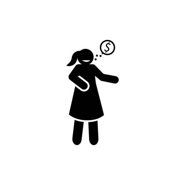 Greed, money, thinking, woman icon. Element of negative character traits icon. Premium quality graphic design icon. Signs and symbols collection icon for websites on white background