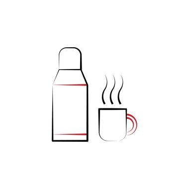 New year trip, thermos 2 colored line icon. Simple hand drawn color element illustration. thermos outline symbol design from camping set New year trip on white background