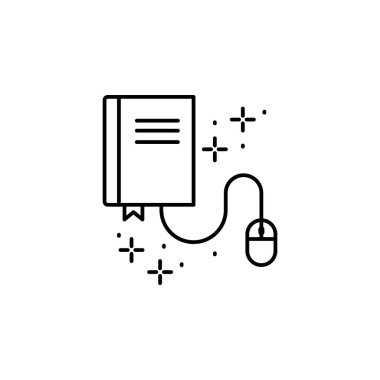 Book, mouse icon. Simple line, outline vector of online educationa icons for ui and ux, website or mobile application on white background