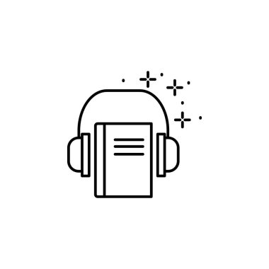 Book, headphone icon. Simple line, outline vector of online educationa icons for ui and ux, website or mobile application on white background