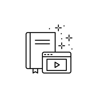 Book, website, video icon. Simple line, outline vector of online educationa icons for ui and ux, website or mobile application on white background