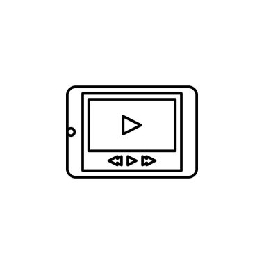 Online learning video player simple line icon on white background