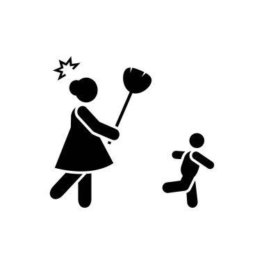 Broom, angry, child, mother icon. Element of parent icon. Premium quality graphic design icon. Signs and symbols collection icon for websites, web design on white background