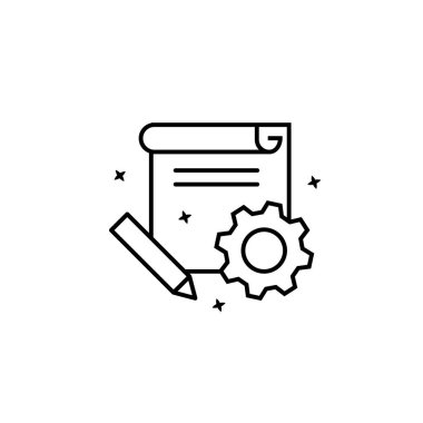 Gear document pen icon. Simple line, outline vector of project management icons for ui and ux, website or mobile application on white background