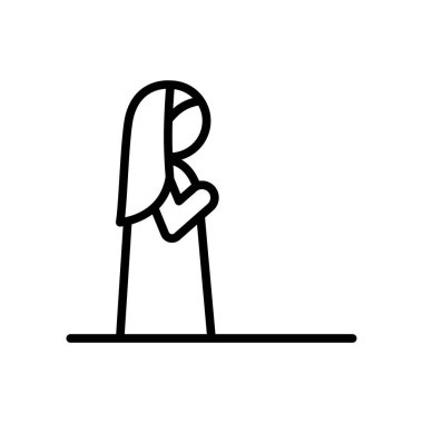 Muslim woman praying icon. Simple line vector elements of islam icons for ui and ux, website or mobile application on white background