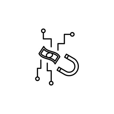Earning money robot concept line icon. Simple element illustration. Earning money robot concept outline symbol design from Robot set. Can be used for web and mobile on white background