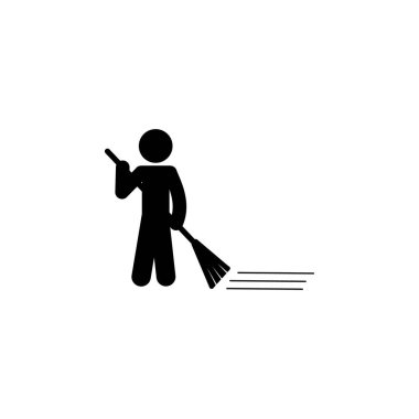 child, cleaning house icon. Element of glyph self independent child icon for mobile concept and web apps. Glyph child, cleaning house icon can be used for web and mobile on white background