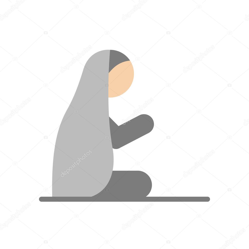 Muslim woman praying icon. Simple color vector elements of islam icons for ui and ux, website or mobile application on white background