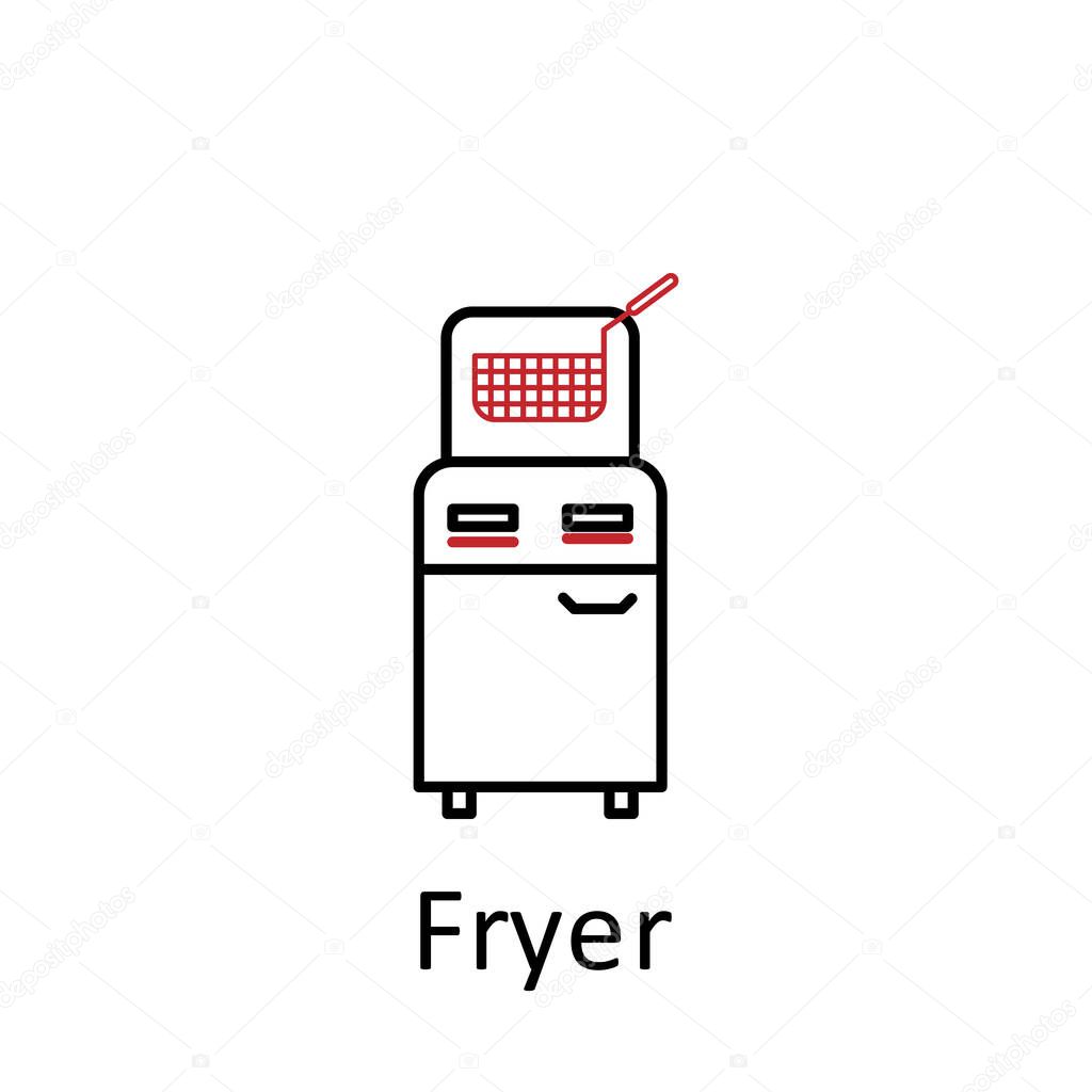 fryer icon. Element of restaurant professional equipment. Thin line icon for website design and development, app development. Premium icon on white background