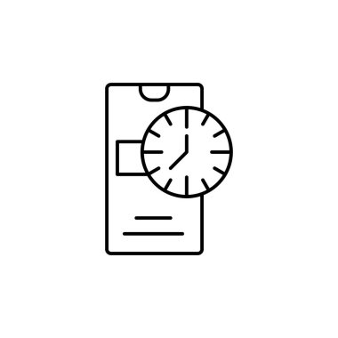 Smartphone clock time icon. Simple line, outline vector of phone application icons for ui and ux, website or mobile application on white background
