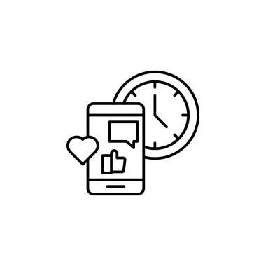 mobile phone with heart, time, love, delivery, online, support, smartphone line and glyph solid