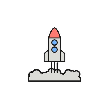 rocket taking off icon. Element of space outline color icon. Thin line icon for website design and development, app development. Premium icon on white background