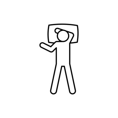 Sleep bed man sleeping vertical icon. Element of sleep pose icon on white background