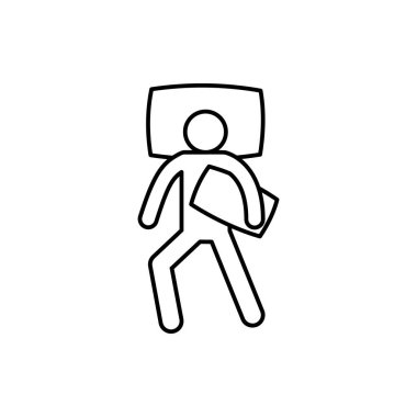 Sleep bed man sleeping vertical icon. Element of sleep pose icon on white background