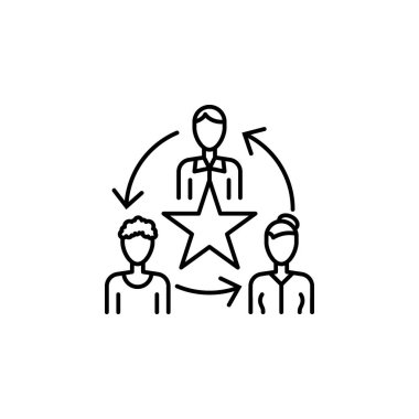 avatars, woman, man, star, arrow icon. Simple line, outline vector elements of teamwork for ui and ux, website or mobile application on white background