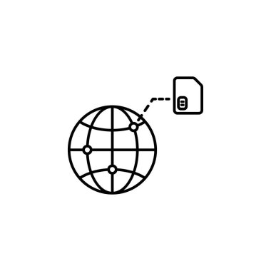 Sim card network, abroad icon. Element of telecommunication icon for mobile concept and web apps. Thin line Sim card network, abroad icon can be used for web and mobile on gray background