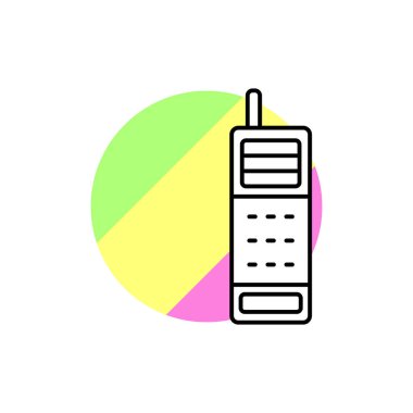 Telephone technology icon. Simple line, outline vector in color circle of retro 90s style icons for ui and ux, website or mobile application on white background