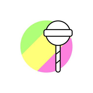 Candy lollipop icon. Simple line, outline vector in color circle of retro 90s style icons for ui and ux, website or mobile application on white background
